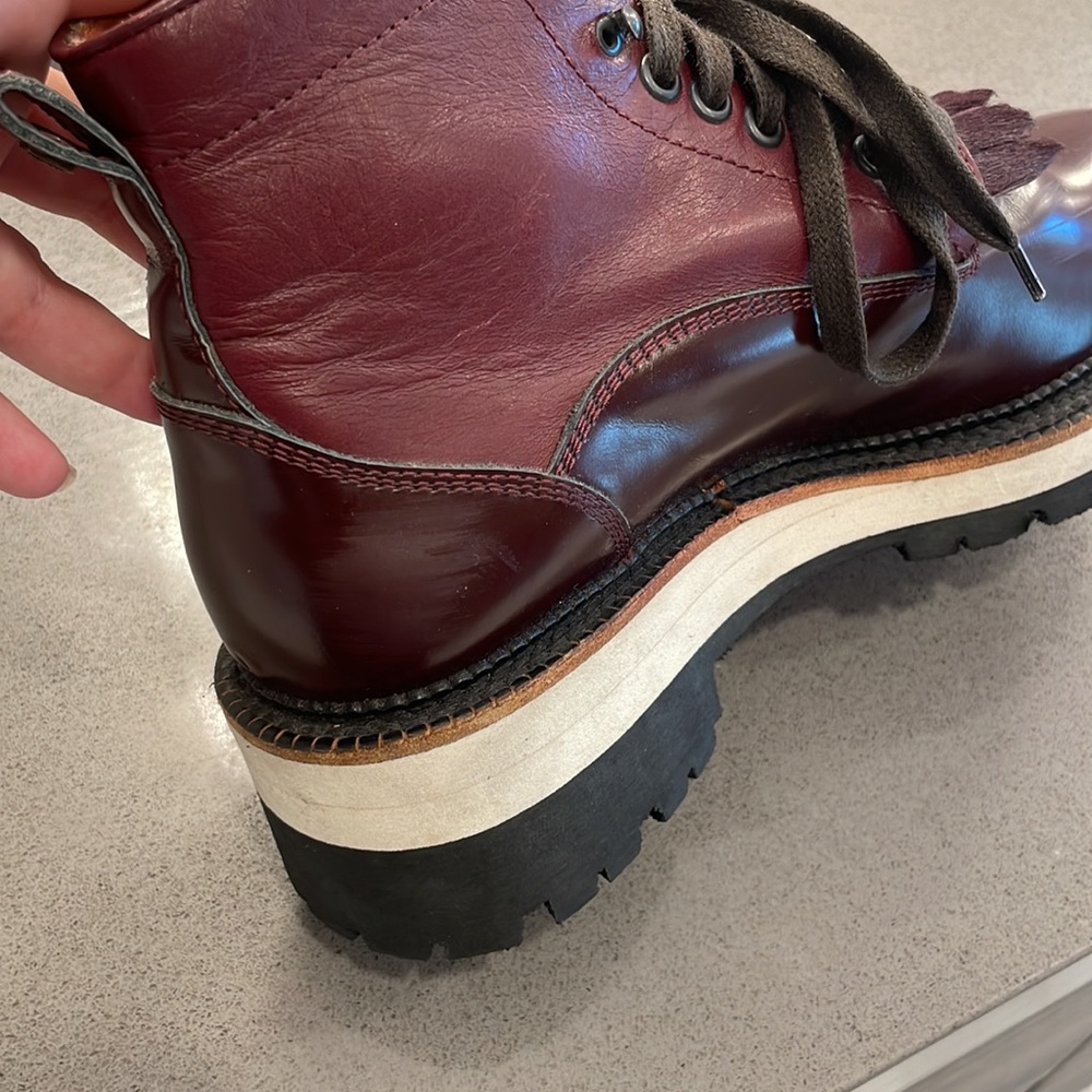 DSQUARED2 Red Oxblood Lace Up Chunky Vibram Lug Sole Calf Hair & Leather boots - Picture 17 of 17